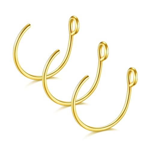 VF VFUN 3Pcs 20G Fake Nasenring Fake Septum Hoop Edelstahl Fake Nasenring Piercing No Pierced Schmuck für Frauen Männer von VF VFUN