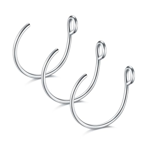 VF VFUN 3Stück Fake Nasenpiercing Nasenring Septum Fake Nasen Piercing Hoop Set Knorpel Dünn Klein Helix Hypoallergen 20G 8MM Silber Fake Nase piercing Schmuck für Damen von VF VFUN