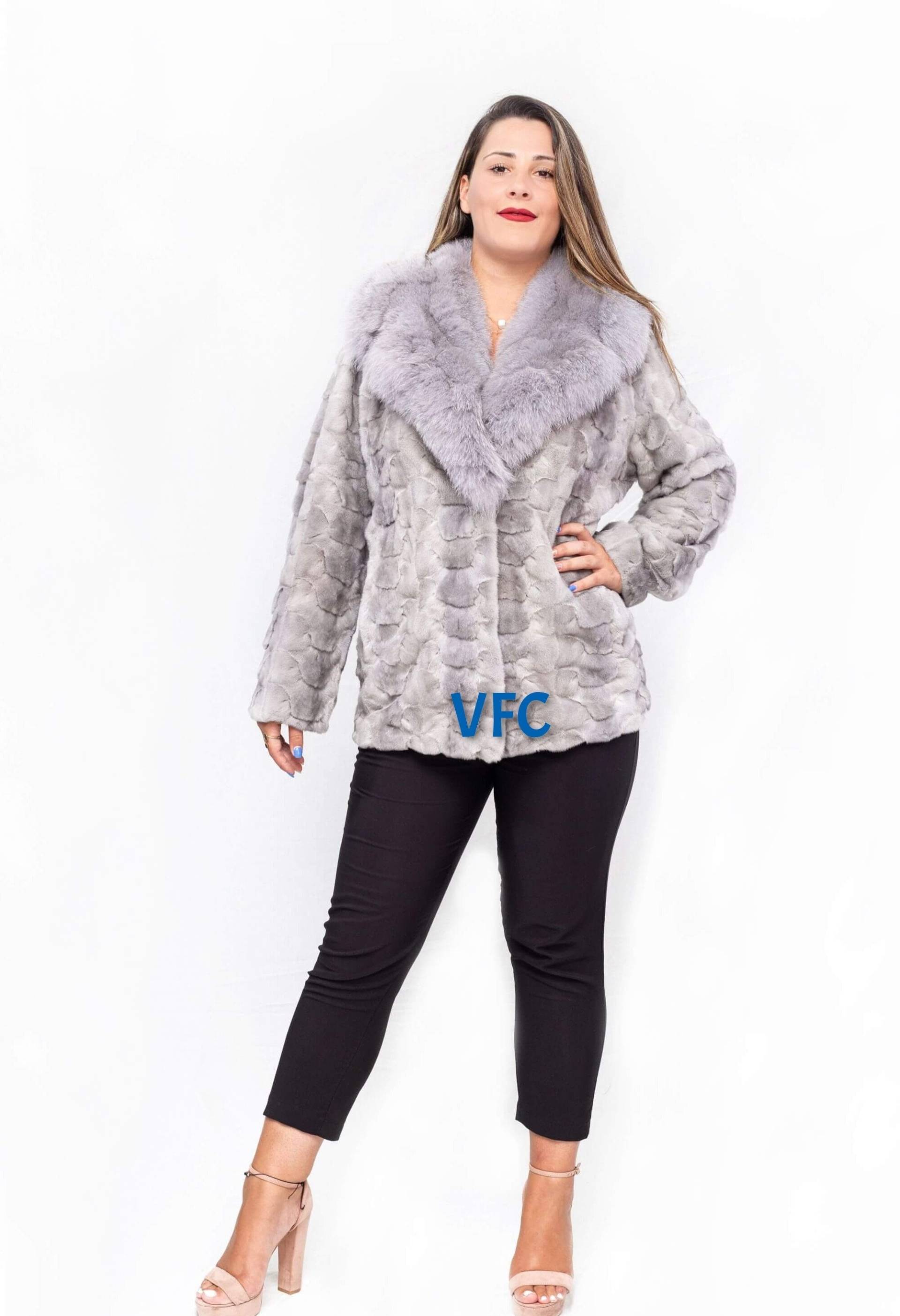 Sapphire Nerz Jacke Mit Fuchs Pelzkragen, Echt Jacke, Pelz Sapphire Nerz Jacke Mit Fuchs Pelzkragen, Echt Jacke, Pelz von VFCfurs