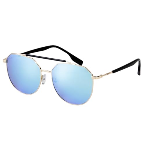 VFDHN Edelstahl Leichtgewicht Tragbare Metall Herren Sonnenbrille Polarisiert UV400 Damen Autofahren (MPTYJ199 BLAU C5) von VFDHN