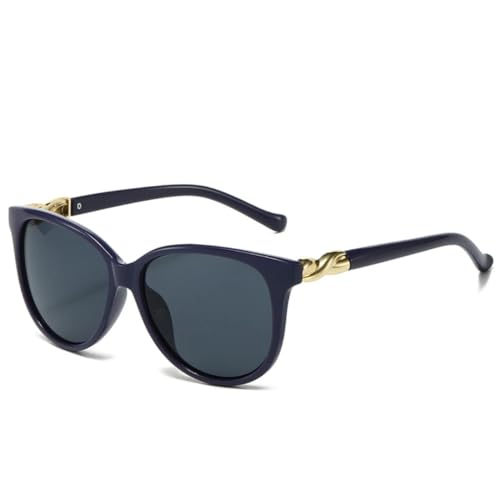 VFDHN Elegante Damen-Sonnenbrille, luxuriöser Rahmen aus Legierung, gedrehte Bein-Sonnenbrille, übergroß, für den Außenbereich (blaugrau) von VFDHN