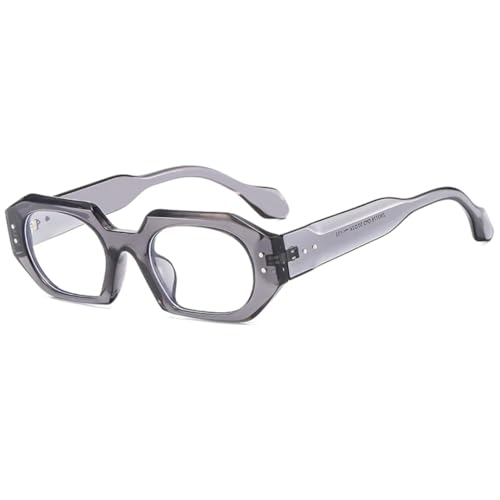 VFDHN Farbkontrast Vielseitige Sonnenbrille Retro Unregelmäßige polygonale Brille mit weitem Bein für Damen (grau klar) von VFDHN