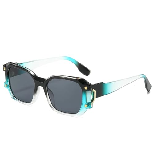 VFDHN Luxusmode Doppelfarbige Damen-Sonnenbrille Retro Nieten Herren UV400 (Blau Schwarz) von VFDHN