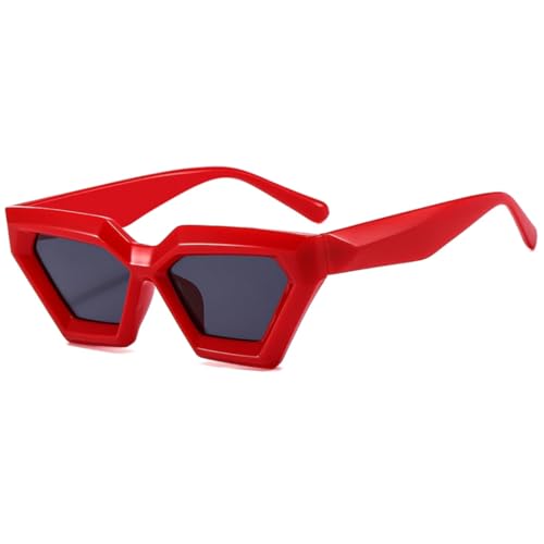 VFDHN Mode Retro Polygon Schwarze Sonnenbrille Frauen Punk Shades Uv400 Männer (rot) von VFDHN