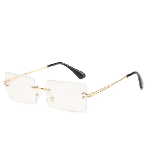 VFDHN Modische Brille mit Blaulichtfilter, rahmenlos, randlos, rechteckig (Gold) von VFDHN