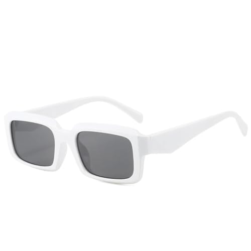 VFDHN Modische Sonnenbrille, klassische Retro-Brille für Damen, Vintage, klein, rechteckig, UV400 (weiß/grau) von VFDHN
