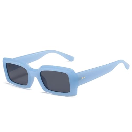 VFDHN Modische Sonnenbrille für Damen und Herren, klein, rechteckig, UV400 (blaugrau) von VFDHN