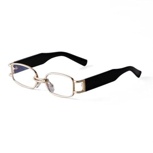VFDHN Modische kleine rechteckige Damen-Sonnenbrille, luxuriös, kleiner Rahmen, Metall, Punk, UV400 (7) von VFDHN
