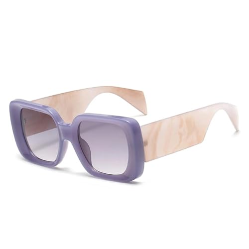 VFDHN Modische übergroße Sonnenbrille in Geleefarbe für Damen, Retro-Muster, breite Beine, Herren, Farbverlauf, UV400 (lila lila) von VFDHN