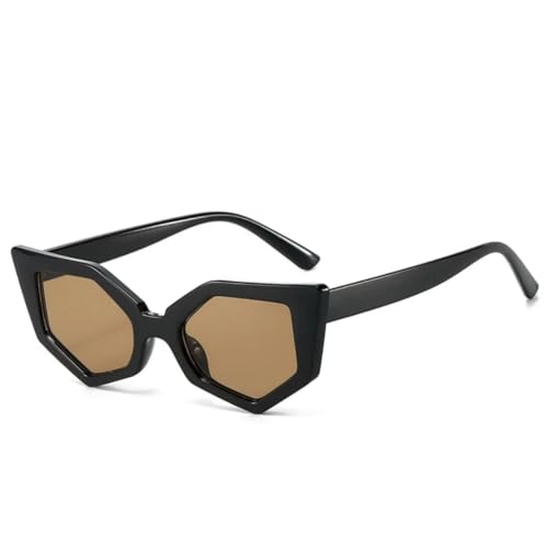 VFDHN Polygon Vintage Sonnenbrille Damen Damen Luxus Damen (Schwarz Braun) von VFDHN