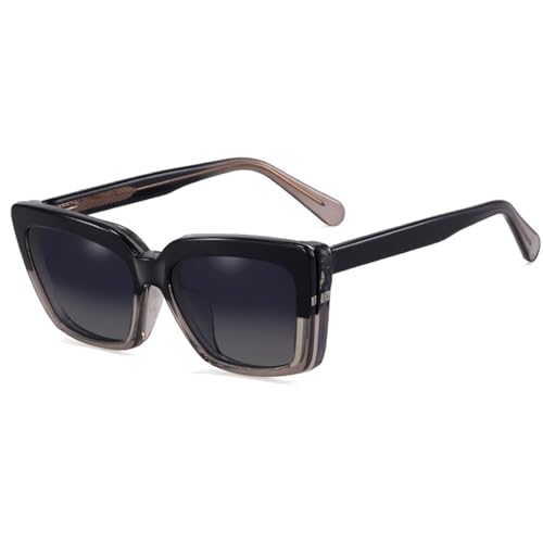 VFDHN Rahmen Modische Clip-on Polarisierte Sonnenbrille für Frauen Magnetische UV400 CP Acetat Leopard Schwarz (2) von VFDHN