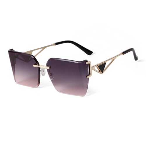 VFDHN Randlose Sonnenbrille Damen Übergroße Vintage Verlaufsgläser Luxus UV400 Shades (5) von VFDHN
