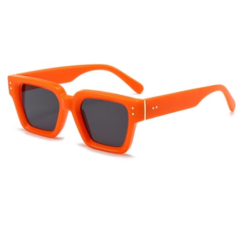 VFDHN Retro Nieten Sonnenbrille Damen Mode Farbverlauf UV400 (Orange Grau) von VFDHN