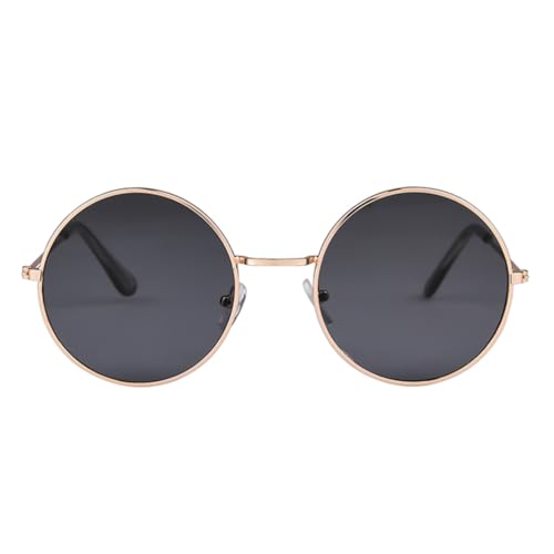 VFDHN Retro Runde Sonnenbrille Frauen Männer Punk Mode Metall Rote Linse Uv400(1) von VFDHN
