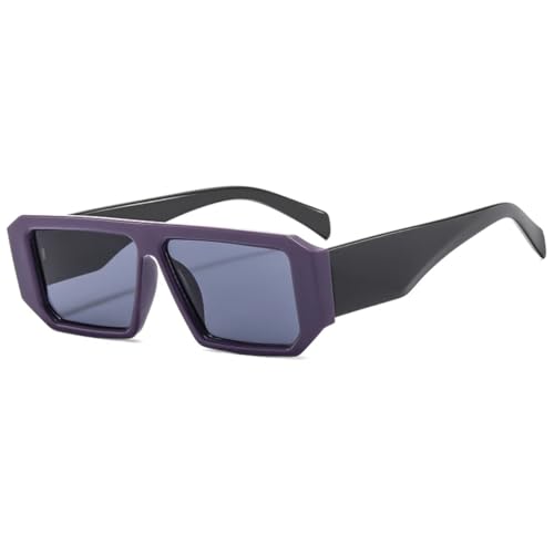 VFDHN Sonnenbrille Damen Retro Sonnenbrille Rechteckig Modisch Punk Style (lila) von VFDHN
