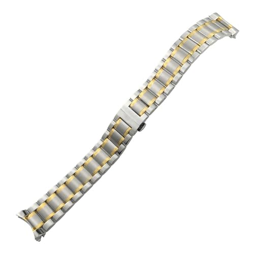 VFEBTSD 13 mm 15 18 19 20 21 Edelstahl-Uhrenarmband, kompatibel mit Longines Masters Collection L2.793 .673, wasserdichtes Uhrenarmband(Silver Gold,21mm-L2.773) von VFEBTSD