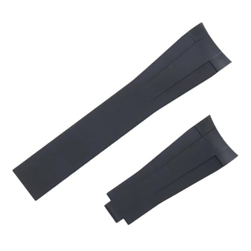 VFEBTSD 20 mm, kompatibel mit Submariner Carson Oysterflex GMT, Rolex-Armband, Faltschließe, 21, 22, Naturkautschuk-Armband(Black,20MM-NOLOGO_MATTE SILVER BUCKLE) von VFEBTSD