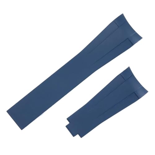 VFEBTSD 20 mm, kompatibel mit Submariner Carson Oysterflex GMT, Rolex-Armband, Faltschließe, 21, 22, Naturkautschuk-Armband(Blue,22MM-NOLOGO_SILVER GOLD BUCKLE) von VFEBTSD