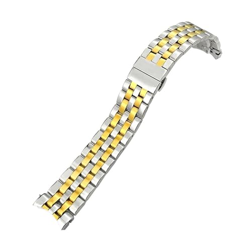 VFEBTSD 22 mm 316L Edelstahl-Uhrenarmband, kompatibel mit MiDo BARONCELLI M8690.3 .4 Serie, Uhrenarmband aus massivem Metall(Silver Gold) von VFEBTSD