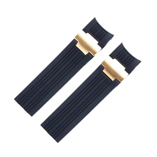 VFEBTSD 22 mm Uhrenarmband aus Silikonkautschuk mit gebogenem Ende, kompatibel mit Ulysse Nardin 263 DIVER-Armband, schwarz-blauer Gürtel, Uhrenarmbänder(Black-gold) von VFEBTSD