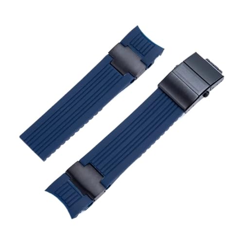 VFEBTSD 22 mm Uhrenarmband aus Silikonkautschuk mit gebogenem Ende, kompatibel mit Ulysse Nardin 263 DIVER-Armband, schwarz-blauer Gürtel, Uhrenarmbänder(Blue-black) von VFEBTSD