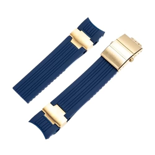 VFEBTSD 22 mm Uhrenarmband aus Silikonkautschuk mit gebogenem Ende, kompatibel mit Ulysse Nardin 263 DIVER-Armband, schwarz-blauer Gürtel, Uhrenarmbänder(Blue-gold) von VFEBTSD