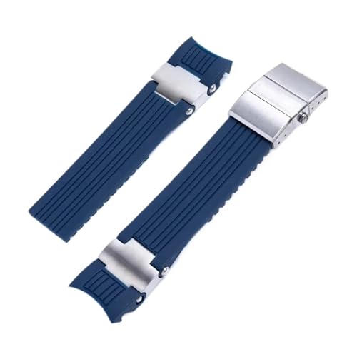 VFEBTSD 22 mm Uhrenarmband aus Silikonkautschuk mit gebogenem Ende, kompatibel mit Ulysse Nardin 263 DIVER-Armband, schwarz-blauer Gürtel, Uhrenarmbänder(Blue-silver) von VFEBTSD