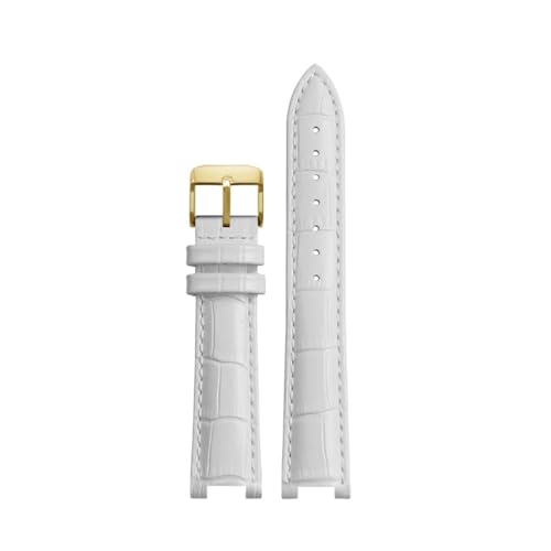 VFEBTSD Echtes Leder-Uhrenarmband, kompatibel mit Tissot Tianwang Folli Follie Michael Kors MK Mk5774 Herren Damen Notch-Armband 16 18 mm Armband(BLACK WHITE,18mm-9mm) von VFEBTSD