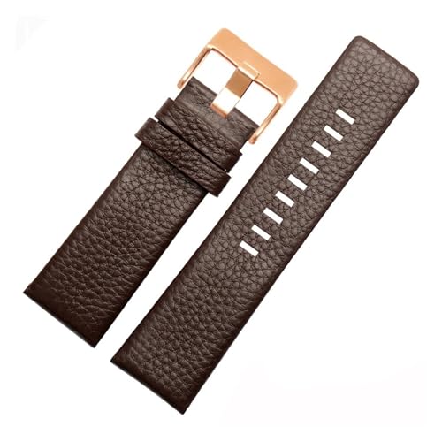 VFEBTSD Echtes Lederarmband, kompatibel mit Die-sel-Uhren DZ7257 DZ4386 1657 1399 1206 4323 7313 7371, schwarzes Band 22 24 26 28 30 32 mm(Beige,27mm) von VFEBTSD