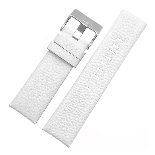 VFEBTSD Echtes Lederarmband, kompatibel mit Die-sel-Uhren DZ7257 DZ4386 1657 1399 1206 4323 7313 7371, schwarzes Band 22 24 26 28 30 32 mm(Silver Yellow,28mm) von VFEBTSD