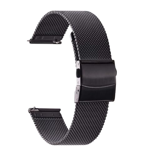 VFEBTSD Edelstahl-Uhrenarmband, kompatibel mit Omega-Uhren, Rolex-Faltarmband, IWC, 22 mm, 0,6, gewebtes Milanaise-Uhrenarmband(BK,18mm) von VFEBTSD