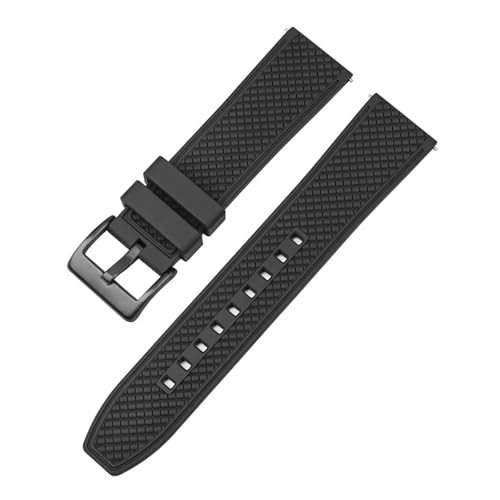 VFEBTSD Fluorkautschukarmband, Schnellverschluss, FKM-Band, Sport, wasserdicht, for Herren und Damen, Ersatz-Uhrenarmband, Zubehör(Black black,18mm) von VFEBTSD