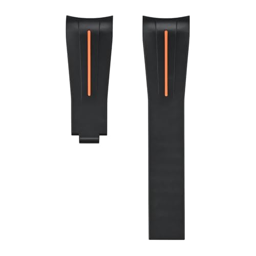 VFEBTSD Gebogenes Armband aus flüssigem Silikon, Faltschließe, kompatibel mit Rolex Submariner 20 mm, wasserdichtes Ersatzarmband for Herren(Orange no buckle) von VFEBTSD