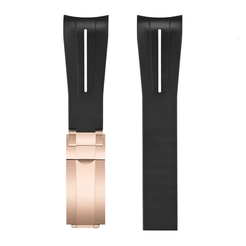 VFEBTSD Gebogenes Armband aus flüssigem Silikon, Faltschließe, kompatibel mit Rolex Submariner 20 mm, wasserdichtes Ersatzarmband for Herren(White Rose gold) von VFEBTSD