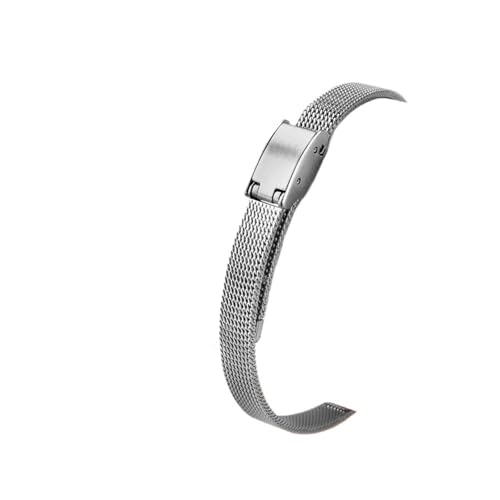 VFEBTSD Kleine Größe Breite Edelstahl Armbanduhr Band Damen Band Metall Uhrenkette, 14 mm von VFEBTSD