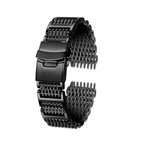 VFEBTSD Kompatibel mit Casio Hamilton Karki Aviation Field Series Metall Edelstahl Cool Shark Net Armband Uhrenarmband 20 mm 22 mm(G29-02 black,20mm) von VFEBTSD