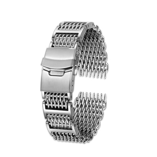 VFEBTSD Kompatibel mit Casio Hamilton Karki Aviation Field Series Metall Edelstahl Cool Shark Net Armband Uhrenarmband 20 mm 22 mm(G29-02 silver,22mm) von VFEBTSD