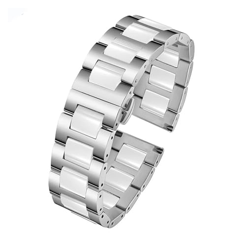 VFEBTSD Kompatibel mit Huawei NEW GT5 Armband Smart WATCHGT5 Pro Keramikarmband GT Ultimate Fashion Uhrenkette Herren Damen GT4/GT3 Armband 20 22 mm(4101 silver white,For GT5 46mm) von VFEBTSD
