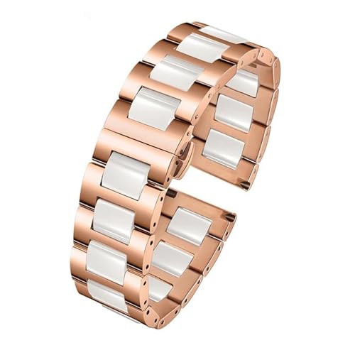 VFEBTSD Kompatibel mit Huawei NEW GT5 Armband Smart WATCHGT5 Pro Keramikarmband GT Ultimate Fashion Uhrenkette Herren Damen GT4/GT3 Armband 20 22 mm(4101rose gold white,20mm-width) von VFEBTSD