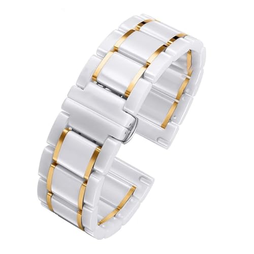 VFEBTSD Kompatibel mit Huawei NEW GT5 Armband Smart WATCHGT5 Pro Keramikarmband GT Ultimate Fashion Uhrenkette Herren Damen GT4/GT3 Armband 20 22 mm(4110 white gold,For GT5 46mm) von VFEBTSD