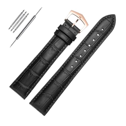 VFEBTSD Lederarmband for PP, kompatibel mit Patek Philippe Grenade 5167Ax, 20 mm, 21 mm, 22 mm, Armband for Herren und Damen, Armbandkette(Black-rosegold,22mm) von VFEBTSD