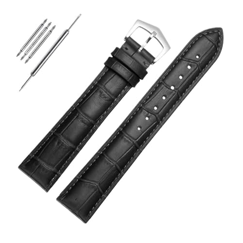 VFEBTSD Lederarmband for PP, kompatibel mit Patek Philippe Grenade 5167Ax, 20 mm, 21 mm, 22 mm, Armband for Herren und Damen, Armbandkette(Black-silver,19mm) von VFEBTSD