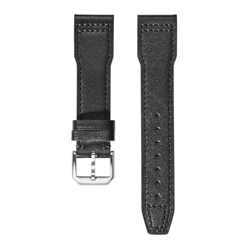 VFEBTSD Lederarmband kompatibel mit IWC Pilot's Mark Faltschließe Herren Damen Weiches Rindsleder Ersatzarmband(Black Pin buckle,21mm) von VFEBTSD