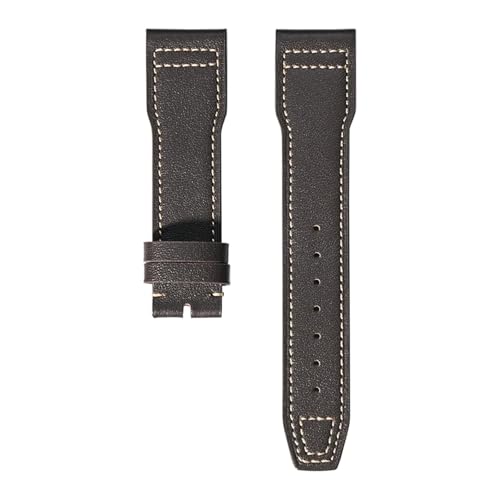 VFEBTSD Lederarmband kompatibel mit IWC Pilot's Mark Faltschließe Herren Damen Weiches Rindsleder Ersatzarmband(Dark brown white,20mm) von VFEBTSD