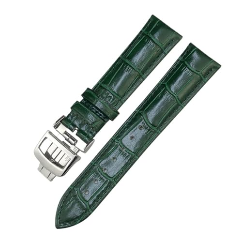 VFEBTSD Lederarmband kompatibel mit Longines Jaeger-LeCoultre Schwarz Grün Blau Uhrenarmband Faltschließe, 22MM_SILVER BUCKLE von VFEBTSD
