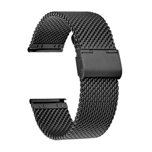 VFEBTSD Mesh Edelstahl Uhrenarmband Metall Schnellverschluss Band Universal Loop Armband Gürtel(Black,20mm) von VFEBTSD