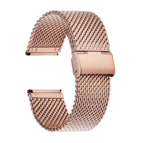 VFEBTSD Mesh Edelstahl Uhrenarmband Metall Schnellverschluss Band Universal Loop Armband Gürtel(Rose Gold,20mm) von VFEBTSD