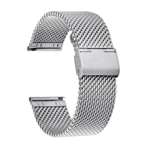 VFEBTSD Mesh Edelstahl Uhrenarmband Metall Schnellverschluss Band Universal Loop Armband Gürtel(Silver,22mm) von VFEBTSD