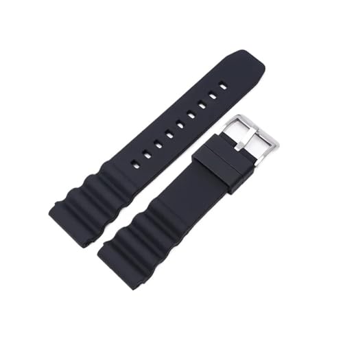 VFEBTSD Silikon-Sportarmband, kompatibel mit Seiko Prospex Series Turtle, wasserdicht, Taucherarmband for Herren, Gummi-Ersatzband, Uhrenzubehör(Black silver,20mm) von VFEBTSD