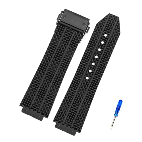 VFEBTSD Uhrenarmband kompatibel mit HUBLOT Big Bang Silikon, 26 mm x 19 mm, 25 mm x 17 mm, Herren-Uhrenarmband, Kette, Gummi-Uhrenarmband, 25-17mm von VFEBTSD